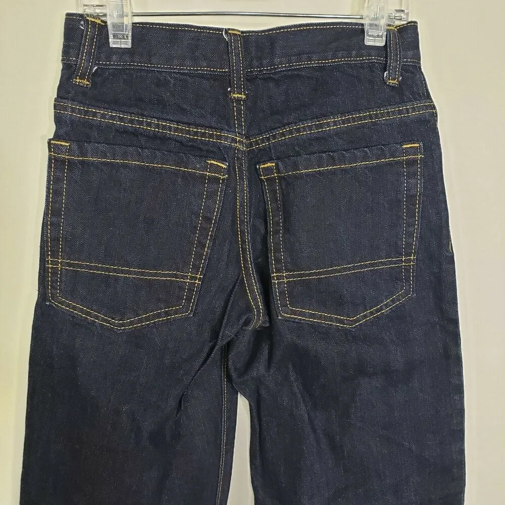 Old Navy Boys Jeans Regular Size 12 Slim Straight Adjustable Waist Dark Blue Was